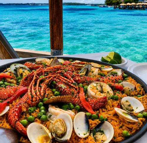 Paella con langosta